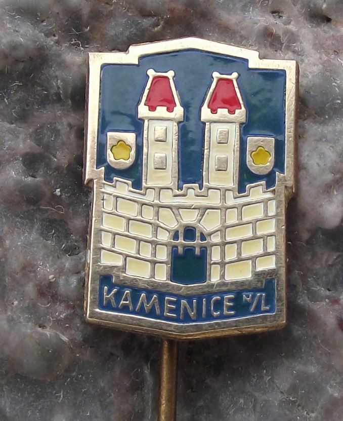 Antique Kamenice nad Lipou Czech City Coat of Arms Heraldic Crest Pin Badge - Badgecrazy