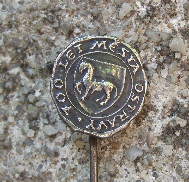 1967 Ostrava City Heraldic Crest Coat of Arms 700th Anniversary Pin Badge - Badgecrazy