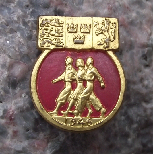 1946 Swedish Sweden Sports Walking Post War WW2 Mass Exercise Pin Badge