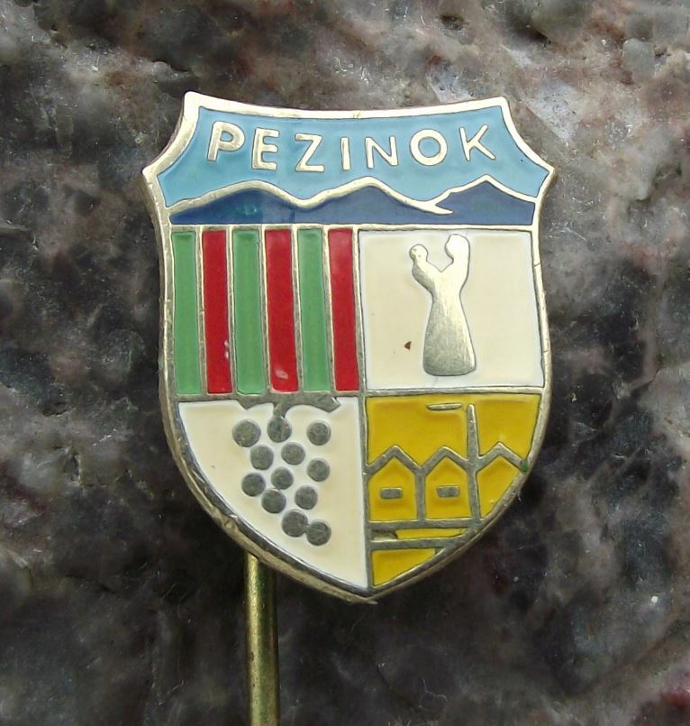 Antique Pezinok Czechoslovakia Town Heraldic Crest Coat of Arms Pin Badge - Badgecrazy