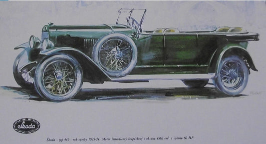Skoda Type 445 1923 Picture Vintage Car Vladimir Bidlo Printed Illustration - Badgecrazy