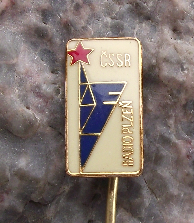 Vintage Radio Plzen CSSR Czech State Broadcasting Company Transmitter Pin Badge - Badgecrazy