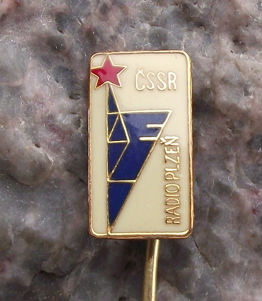 Vintage Radio Plzen CSSR Czech State Broadcasting Company Transmitter Pin Badge - Badgecrazy