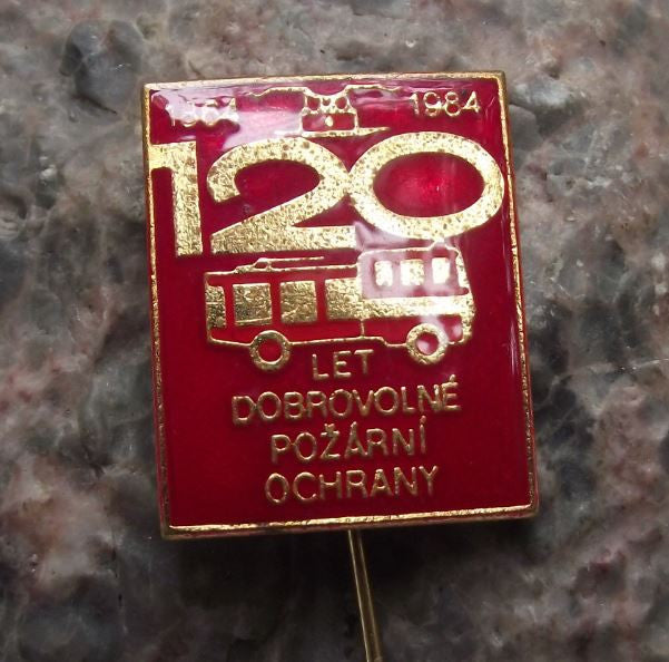1984 CSPO Czech Fire Fighting Association Fire Truck 120th Anniversary Pin Badge - Badgecrazy
