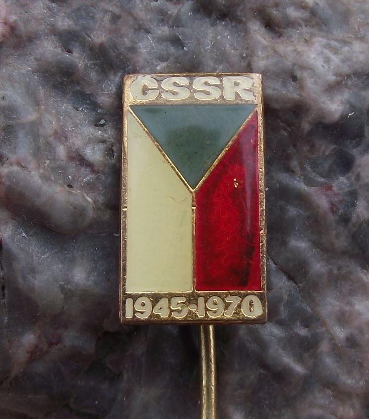 1970 CSSR Czechoslovakia 25th Anniversary Czech National Flag Pin Badge - Badgecrazy