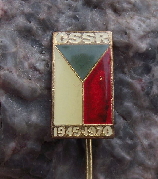 1970 CSSR Czechoslovakia 25th Anniversary Czech National Flag Pin Badge - Badgecrazy