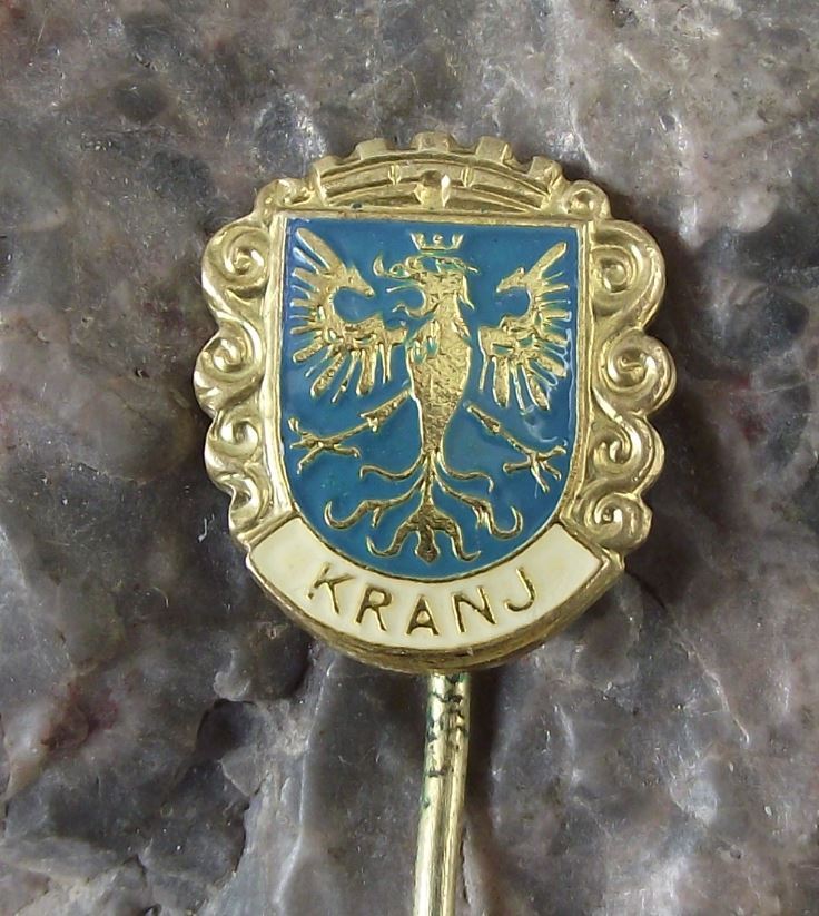 Antique Kranj Krainburg Slovenia Heraldic Crest Eagle Coat of Arms Pin Badge - Badgecrazy