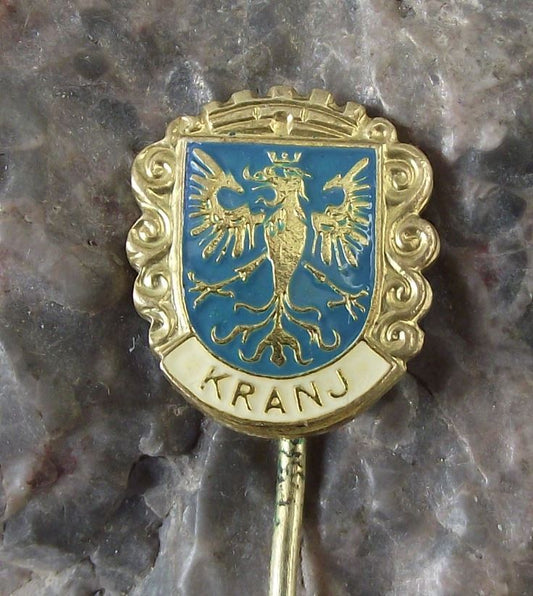Antique Kranj Krainburg Slovenia Heraldic Crest Eagle Coat of Arms Pin Badge - Badgecrazy