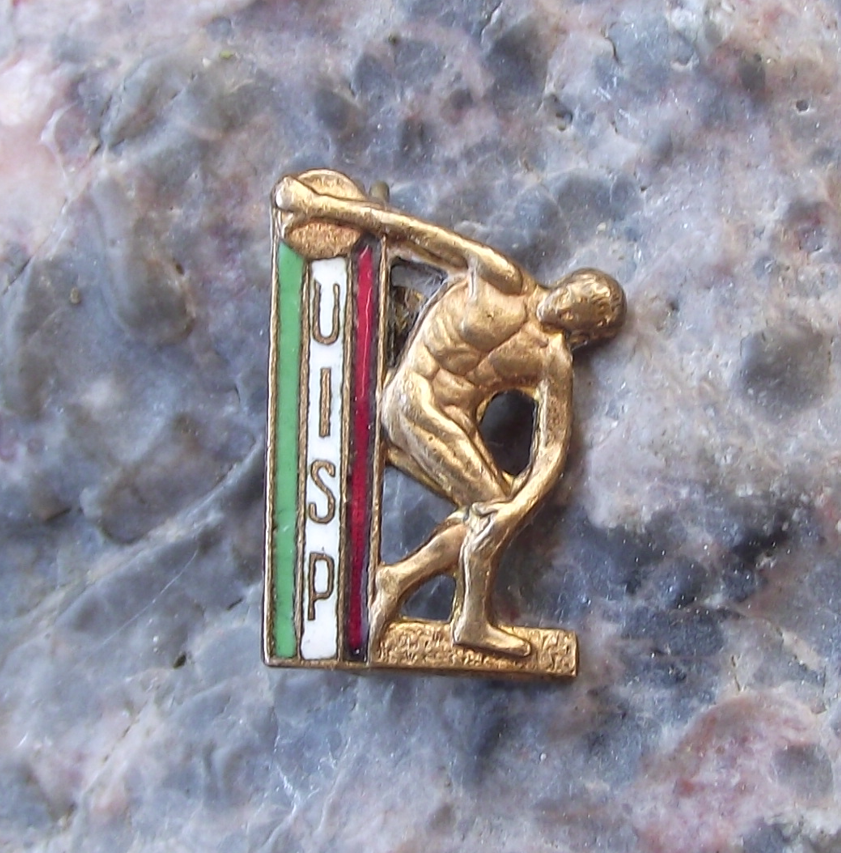 Vintage UISP Italy Sports Union Communist Athletics Discobolus Pin Badge - Badgecrazy