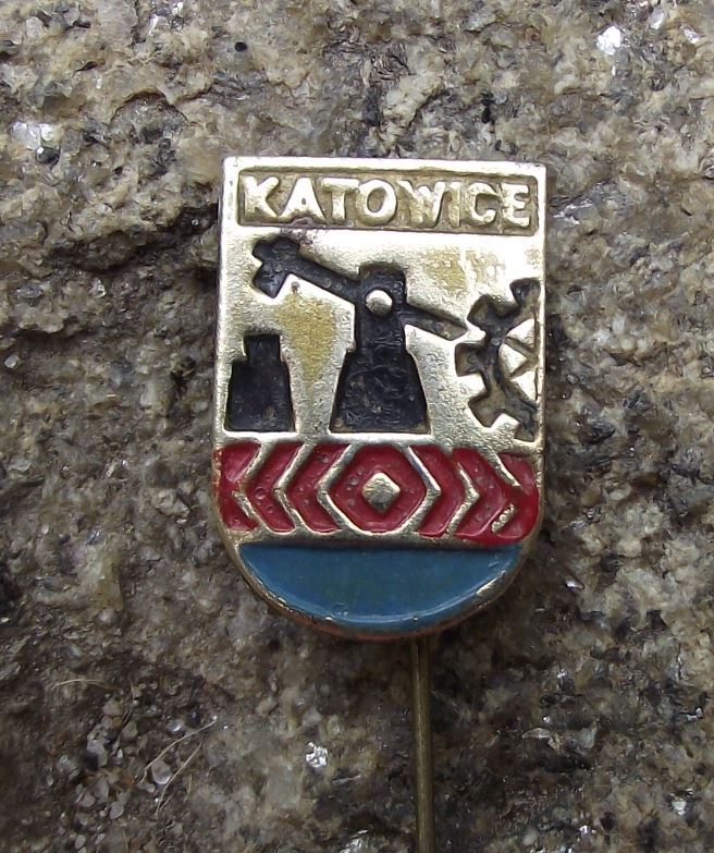 Antique Katowice Polish Poland Heraldic City Crest Coat of Arms Pin Badge - Badgecrazy