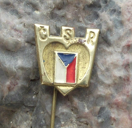 Vintage CSR Czech Czechoslovakian National Flag Czechoslovakia Pin Badge - Badgecrazy