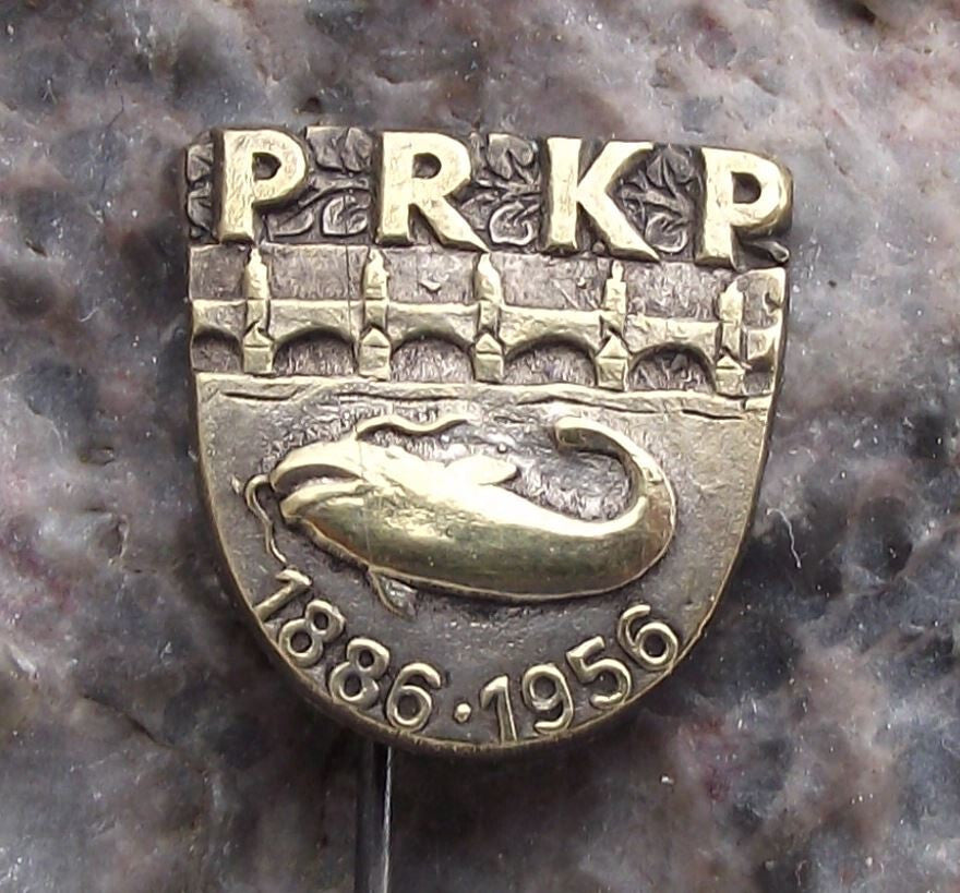 1956 Prague Original First Fishing Club of Czechoslovakia Anniversary Pin Badge - Badgecrazy