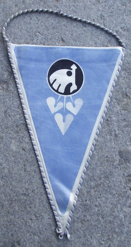 1959 Skoda Logo Car Automotive Factory Plzen Centenary 100 Year Pennant Flag - Badgecrazy