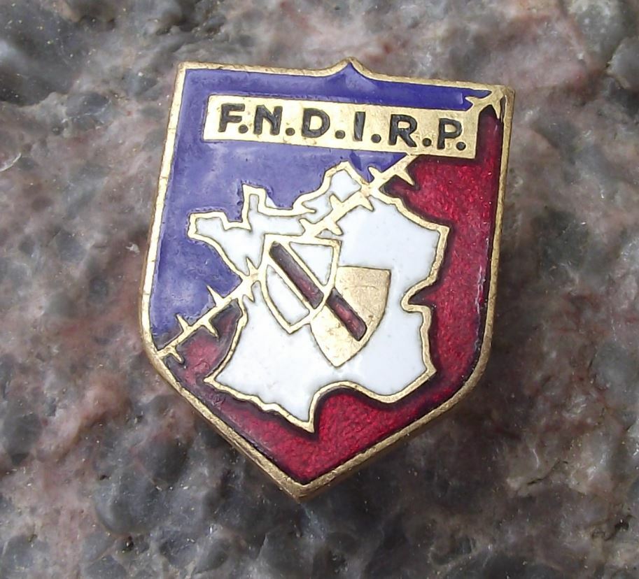 Rare Antique FNDIRP French WW2 Nazi Hunters and Resistance Fighters Buttonhole - Badgecrazy