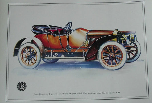 Laurin Klement 1910 Type L Sports Car Vladimir Bidlo Skoda Printed Illustration - Badgecrazy