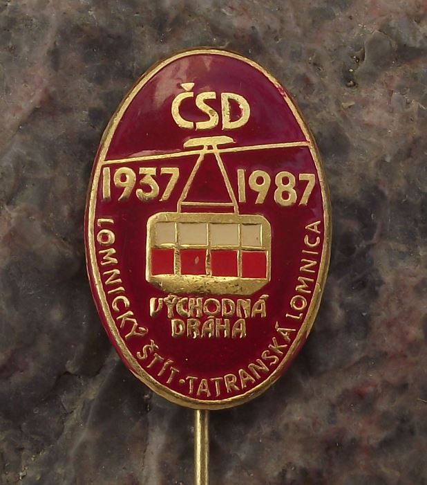 1987 Czech South Eastern Rail System CSD Mountain Cable Car Lomnice Pin Badge - Badgecrazy
