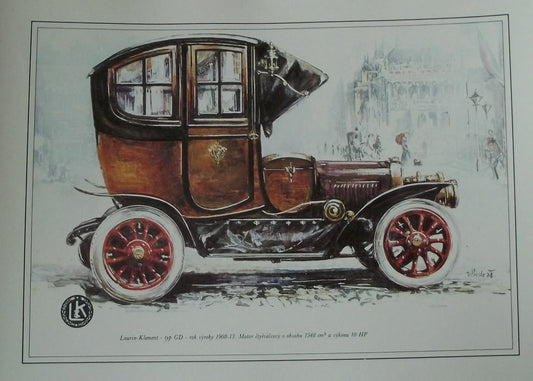 Laurin Klement 1908 Type GD Car Vladimir Bidlo Skoda Printed Illustration - Badgecrazy