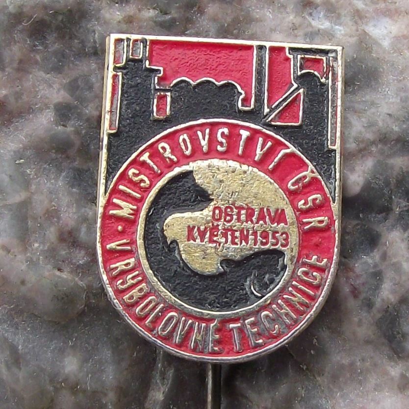 1953 Czech Fishing Championships Technical Technique Fish Competition Pin Badge - Badgecrazy