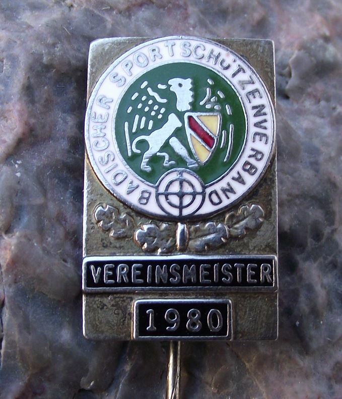 1980 Baden Shooting German Defence Association Club Champion Silver Pin Badge - Badgecrazy