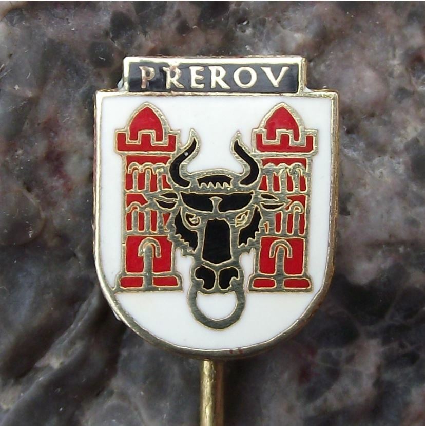 Vintage Prerov Czechoslovakia Coat of Arms Heraldic Crest Souvenier Pin Badge - Badgecrazy