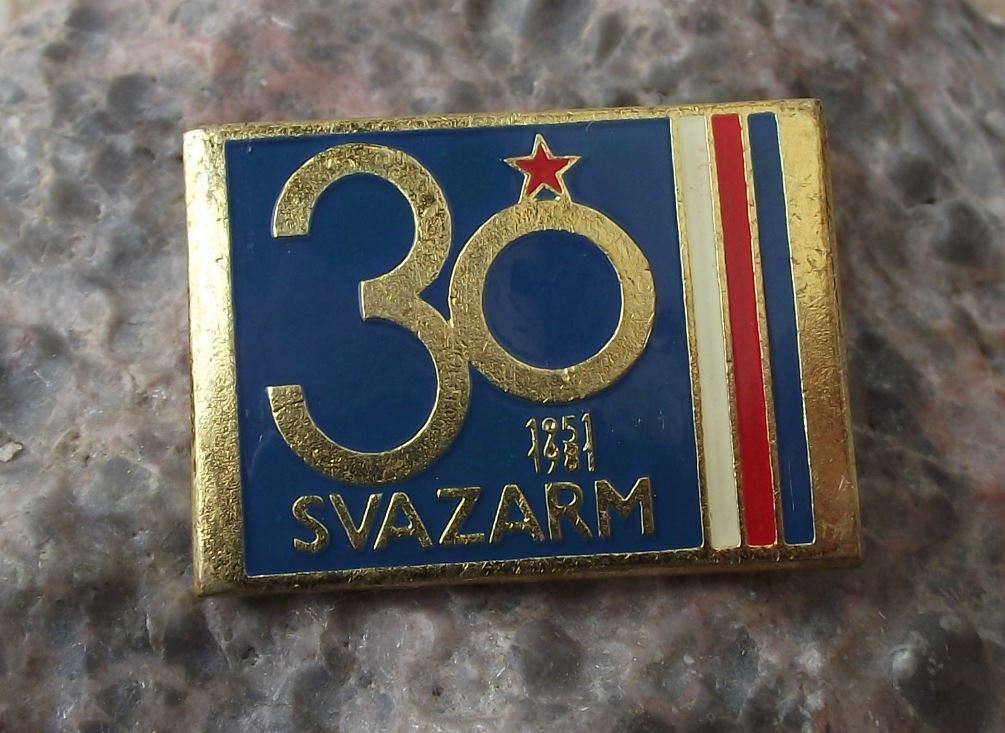 1981 Svazarm Czech Army Reserve 30th Anniversary Paramilitary Brooch Pin Badge - Badgecrazy