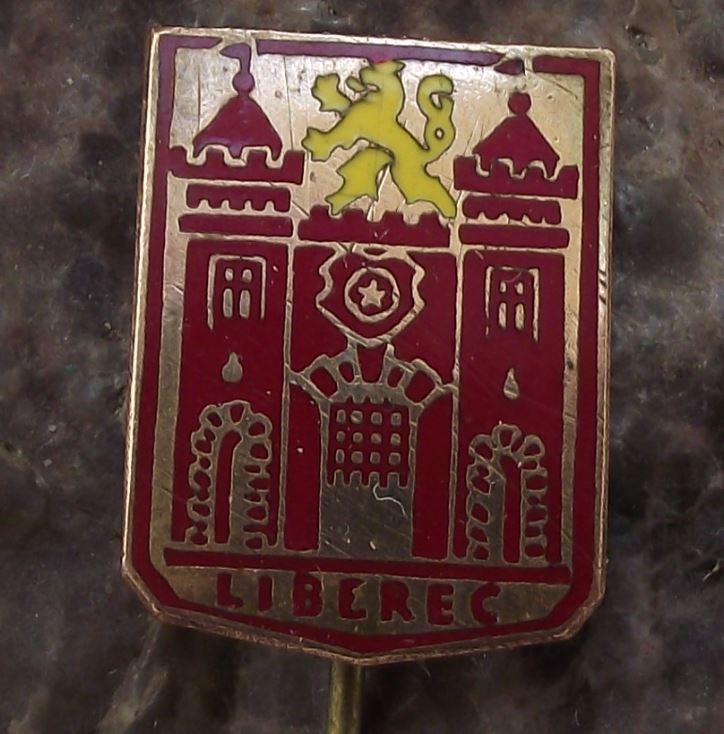 Antique Liberec Czech City Heraldic Crest Tourist Souvenier Shield Pin Badge - Badgecrazy