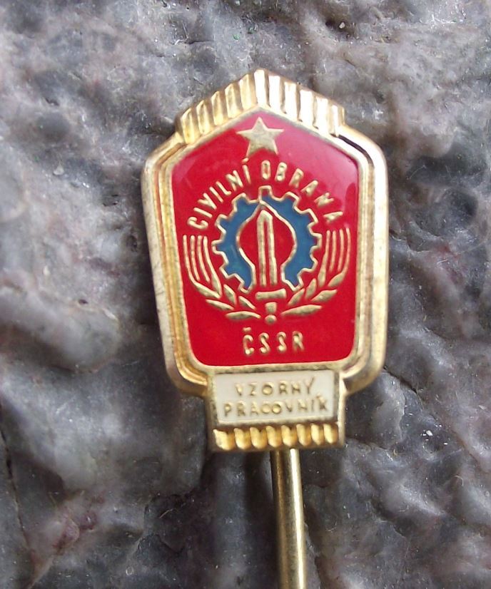 Antique Czech Civil Defense Defence Outstanding Worker Award Pin Badge - Badgecrazy