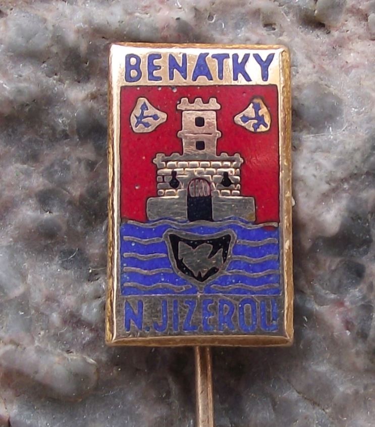 Antique Benatky nad Jizerou Coat of Arms Heraldic Crest Czech Town Pin Badge - Badgecrazy