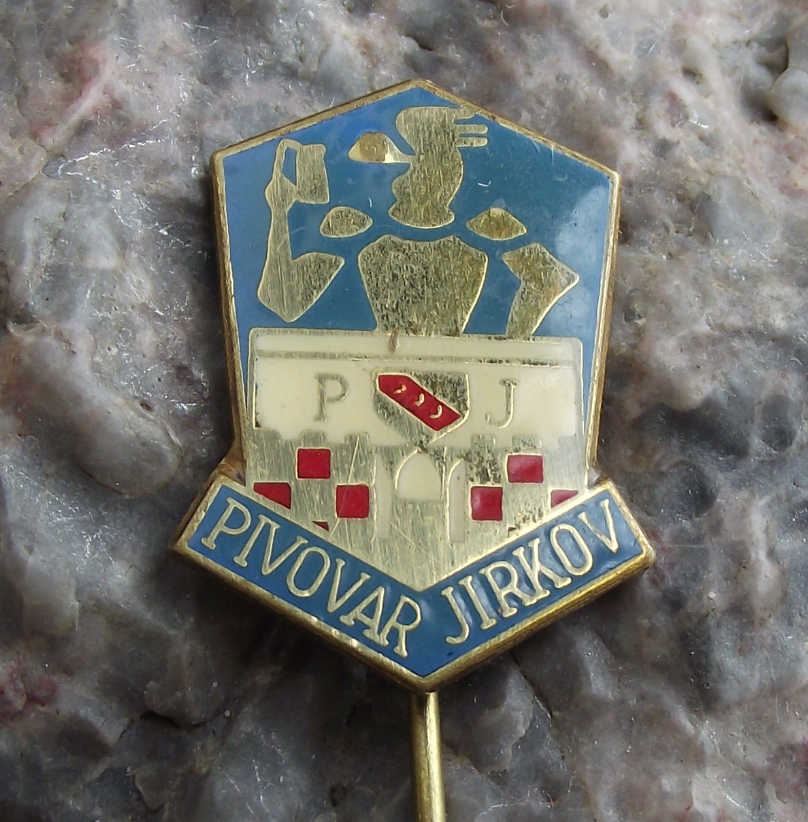 Antique Pivovar Jirkov PJ Brewery Czech Lager Beer Advertising Pin Badge - Badgecrazy