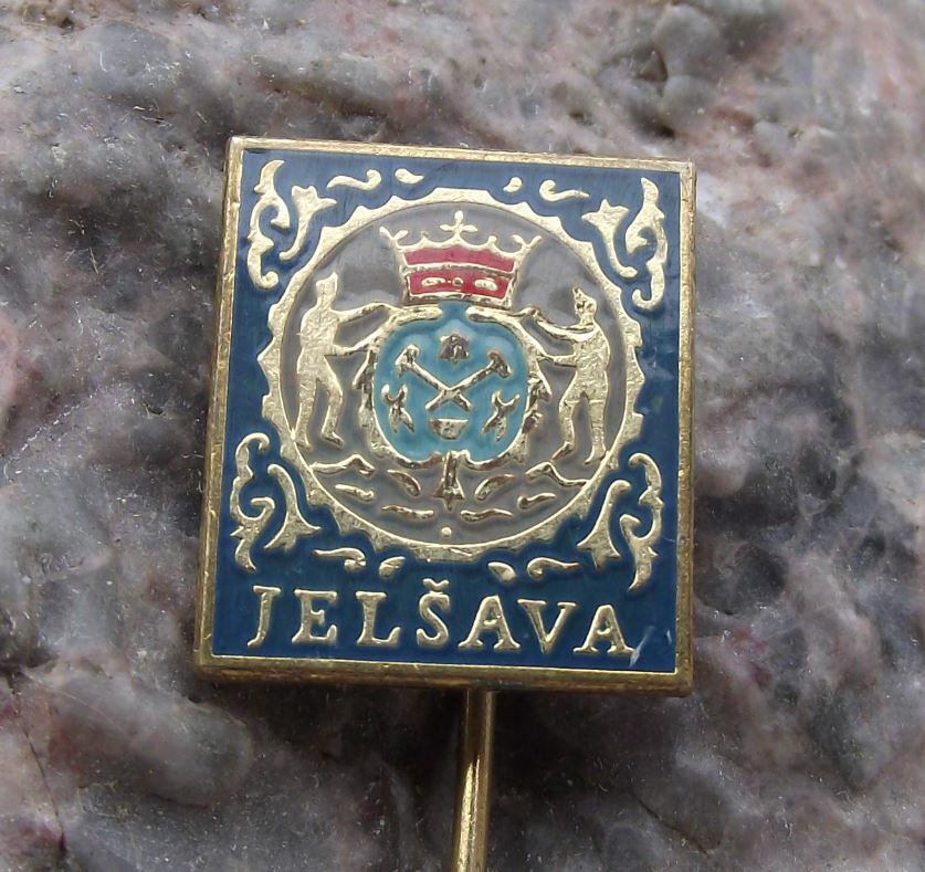 Antique Jelsava Czech Metal Working City Heraldic Crest Coat of Arms Pin Badge - Badgecrazy