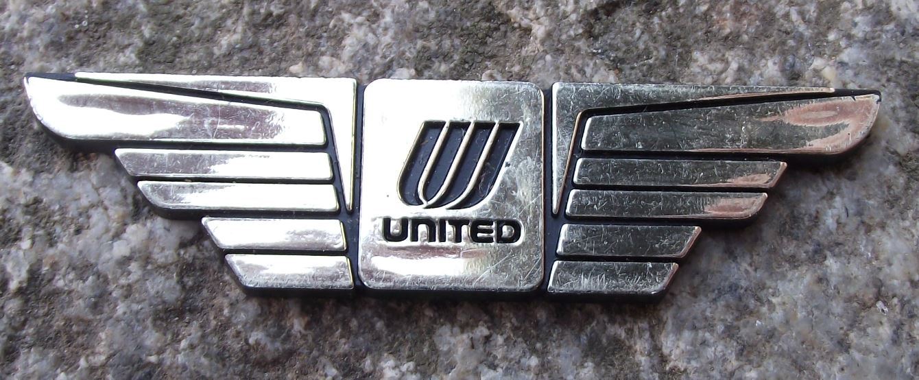 Antique United Airlines America USA Wings Winged Sticker Decal Plastic Badge - Badgecrazy