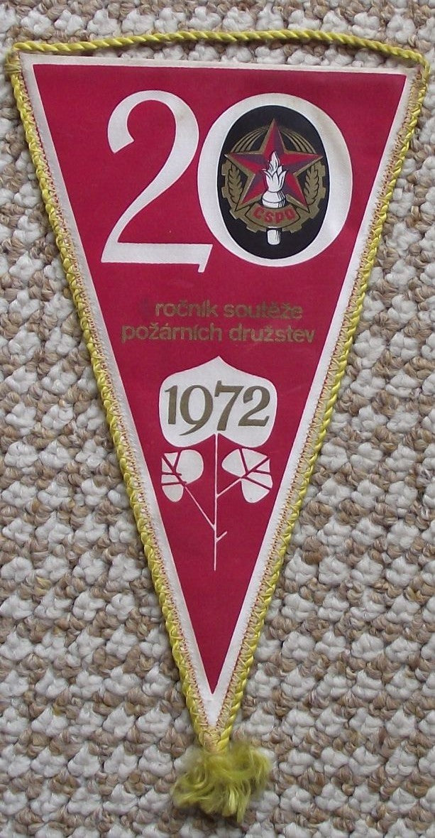 1972 CSPO Czech Fire Fighters Fireman Physical Training Competition Pennant Flag - Badgecrazy