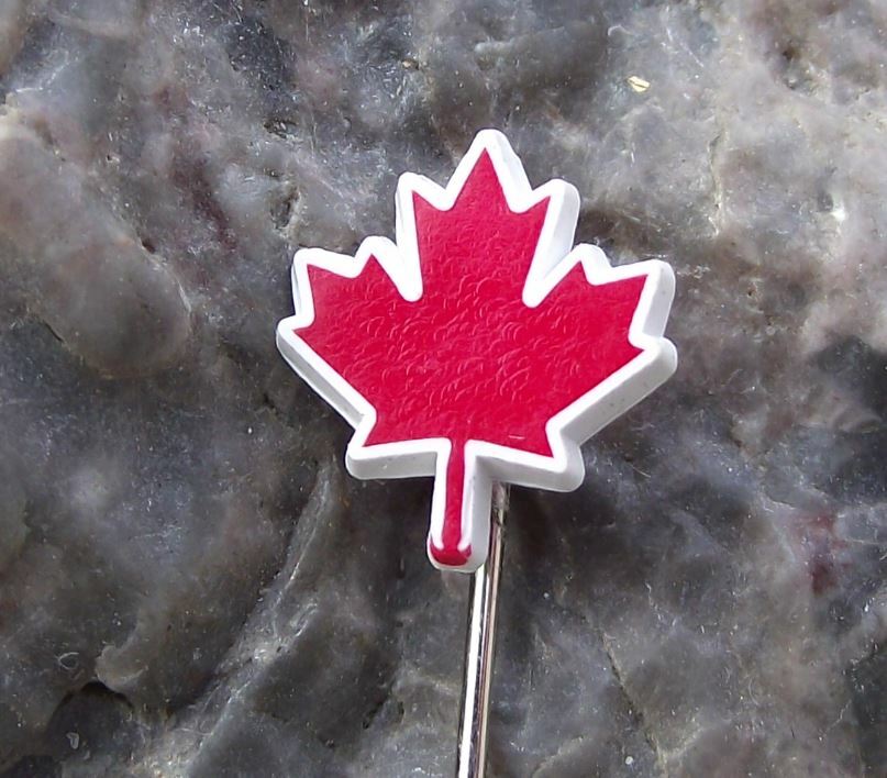 Small Red Maple Leaf White Edges Canadian Canada National Emblem Pin Badge - Badgecrazy