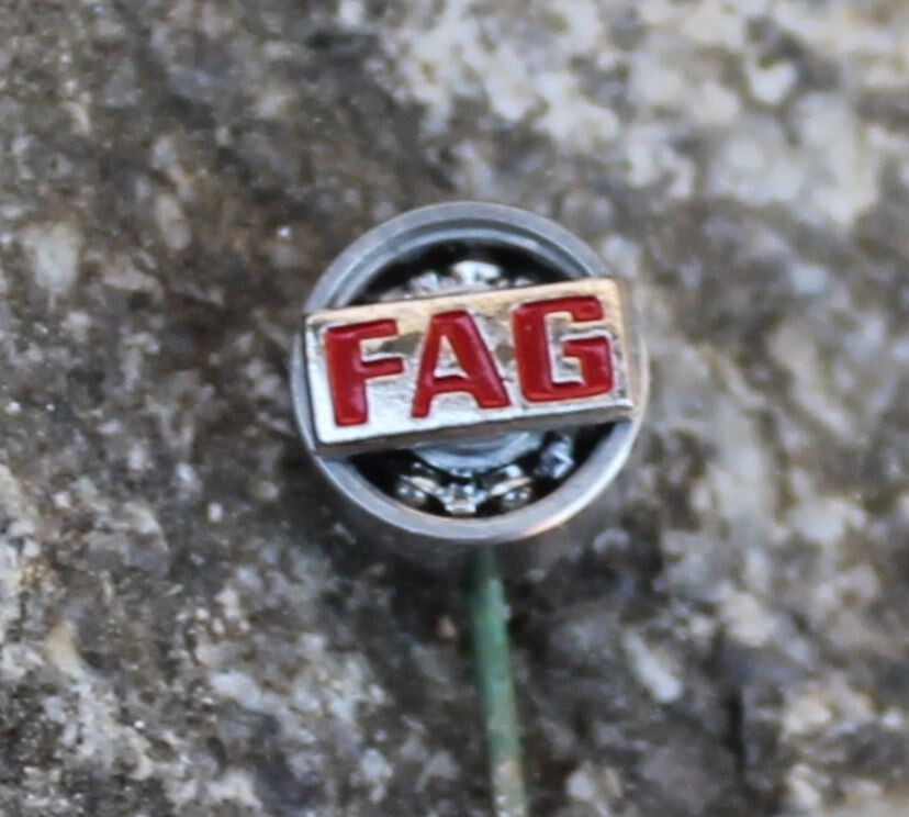 Vintage FAG German Steel Ball Factory Miniature Actual Working Bearing Pin Badge - Badgecrazy