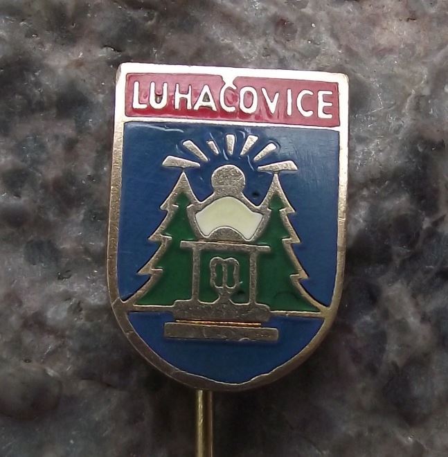 Antique Luhatschowitz Luhacovice Spa Resort Health Pine Trees Pin Badge - Badgecrazy