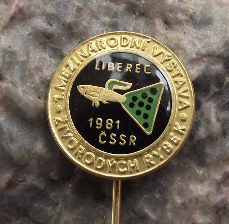 1981 Aquarium Tropical Livebearing Fish First 1st International Show Pin Badge - Badgecrazy