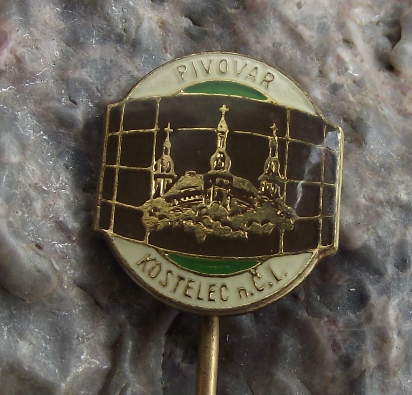 Antique Pivovar Kostelec Brewery Czech Lager Beer Advertising Pin Badge - Badgecrazy