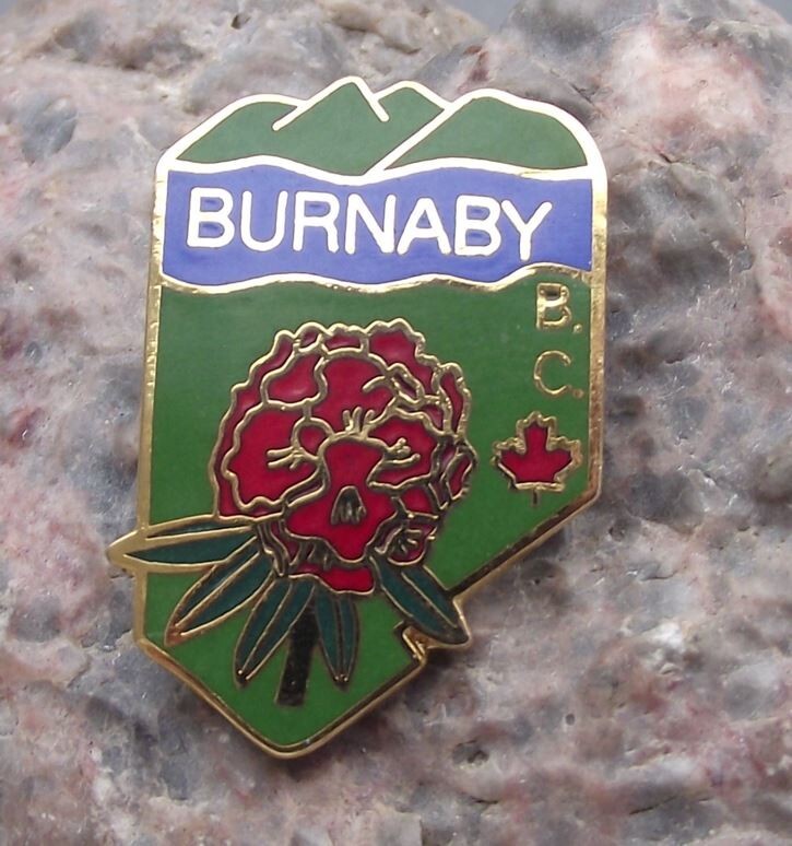 Burnaby British Columbia Rhododendron Flower Canada Canadian Pin Badge - Badgecrazy