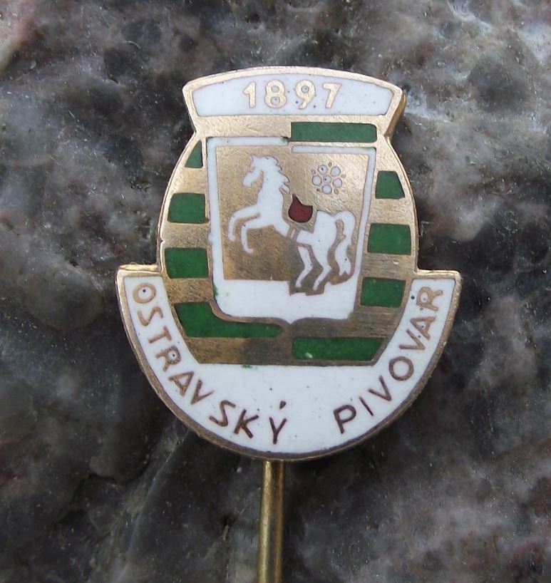 Antique Ostrava Ostravsky Pivovar Brewery Czech Pils Horse Beer Lager Pin Badge - Badgecrazy