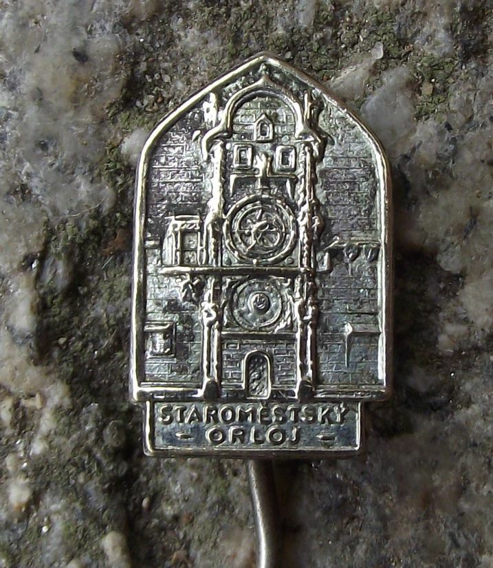 Vintage Orloj Prague Praha Astronomical Clock Old Town Square Czech Pin Badge - Badgecrazy