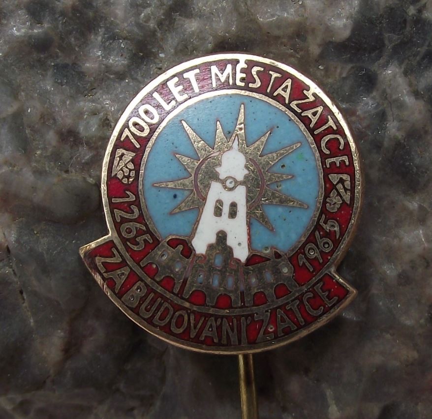 1965 Zatec 700th Anniversary Building the City Czech Citizen Award Pin Badge - Badgecrazy