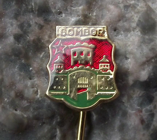 Vintage Sombor City Serbia Heraldic Coat of Arms Castle Crest Pin Badge - Badgecrazy