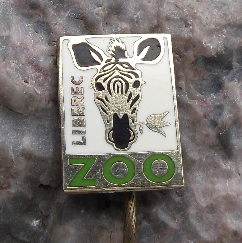Vintage Liberec Zoo Striped Zebra Head Eating Flower Czech Safari Park Pin Badge - Badgecrazy