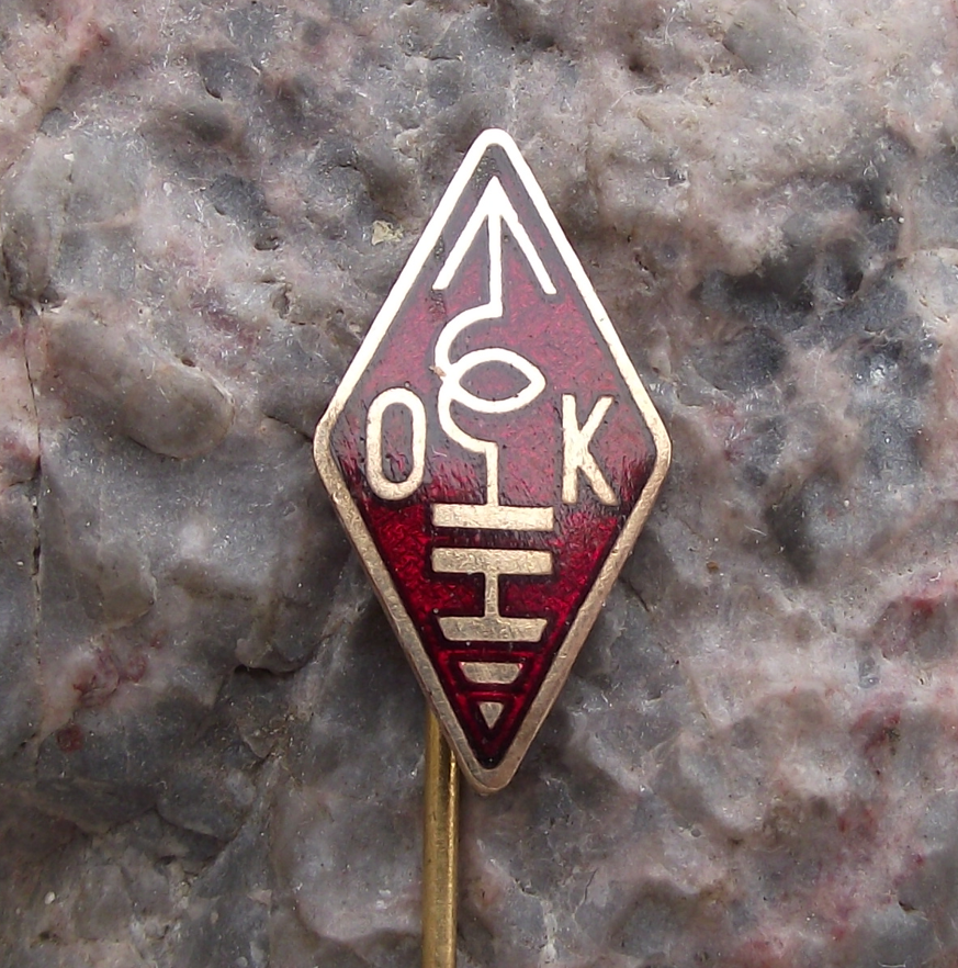 Vintage Czech OK International Symbol Radio Amateur Ham Call Sign Pin Badge - Badgecrazy