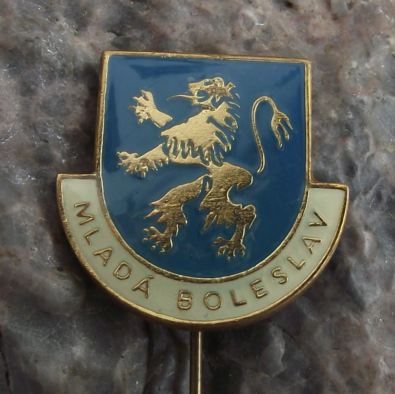 Antique Mlada Boleslav Lion Coat of Arms Czech City Heraldic Crest Pin Badge - Badgecrazy