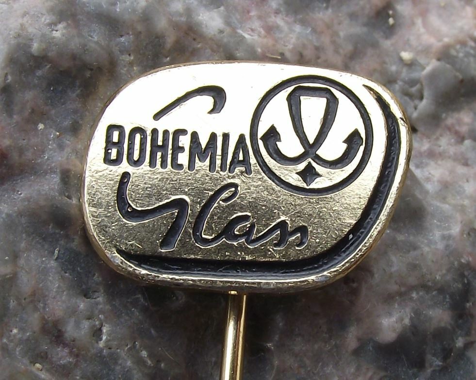 Antique Bohemia Glass Bohemian Czech Crystal of Czechoslovakia Pin Badge - Badgecrazy