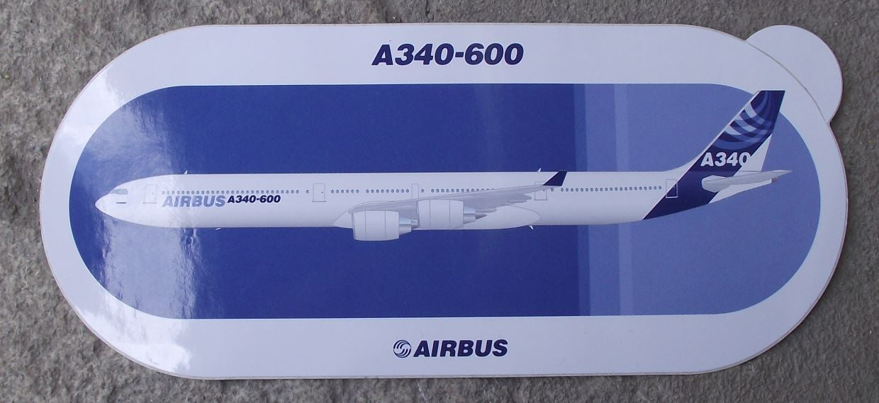 Large Airbus A340 600 Wide Body Passenger Long Range Jet Airliner Sticker Decal - Badgecrazy