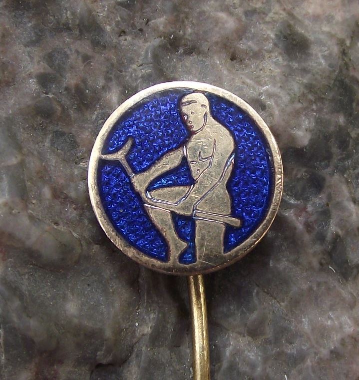Piestany Man Breaking Walking Stick Crutch Healing Spa Slovakia Pin Badge - Badgecrazy