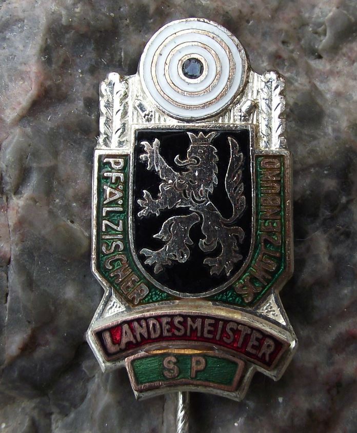 Vintage Champion Palzisch Germany Shooting Sports Pistol Silver Award Pin Badge - Badgecrazy