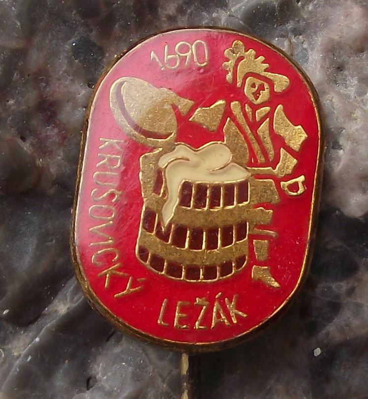 Vintage Pivovar Krusovice 1690 Brewery Czech Lager Beer Advertising Pin Badge - Badgecrazy